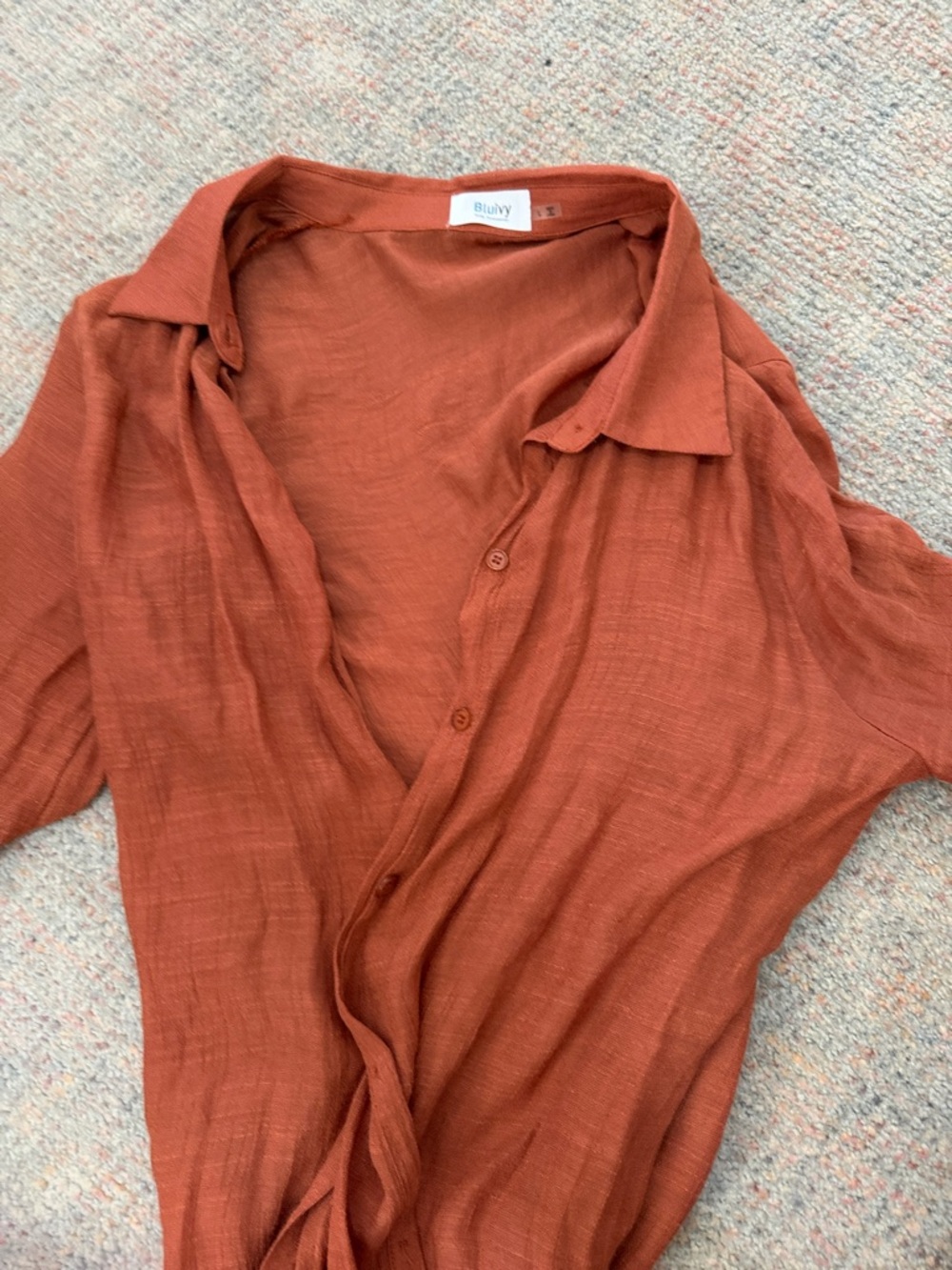 Bluivy Women's Rust Button-Front Lightweight Duster